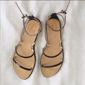 French Connection Sandals- Black & Rose Gold
